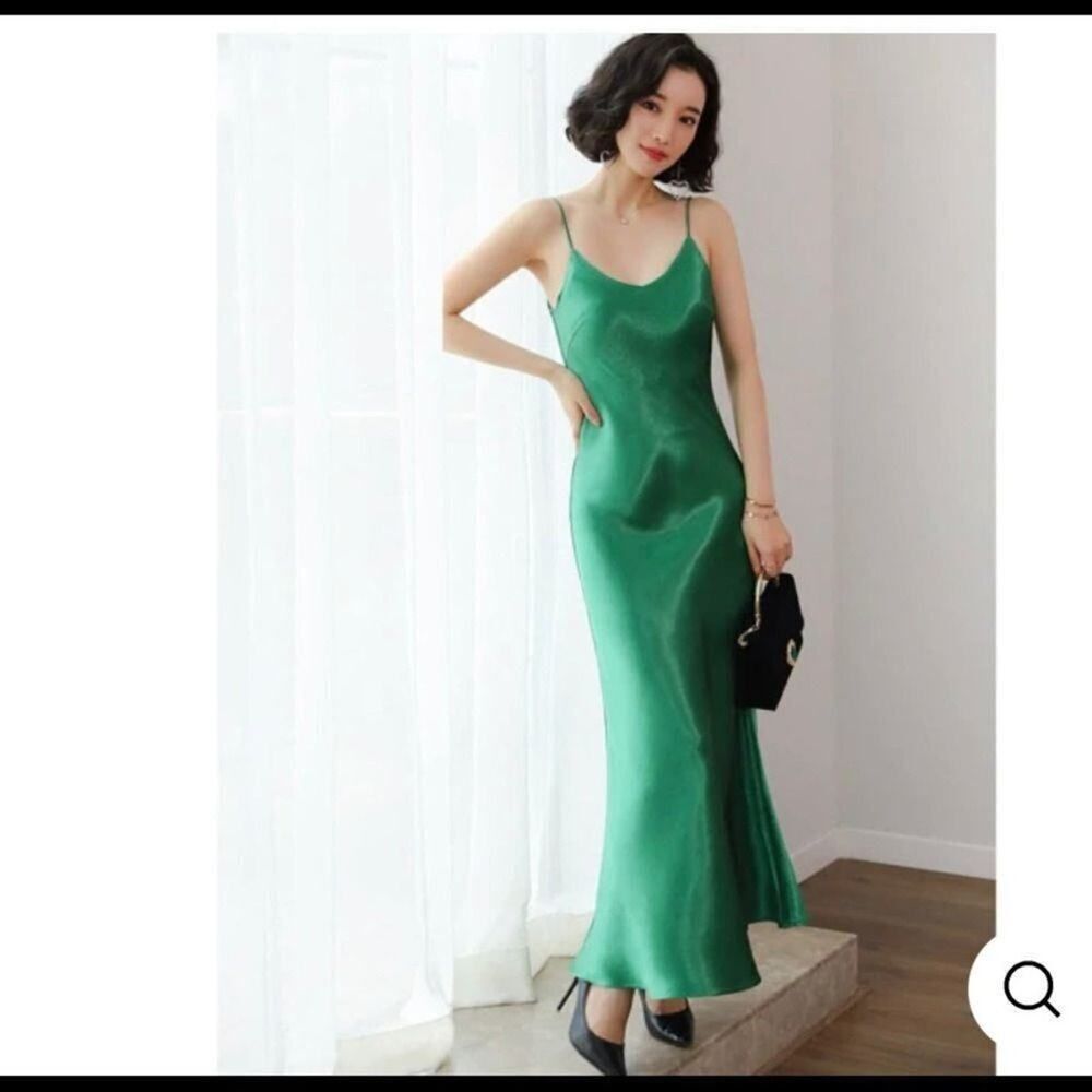ASOS GREEN PARTY SLIP DRESS SIZE 8